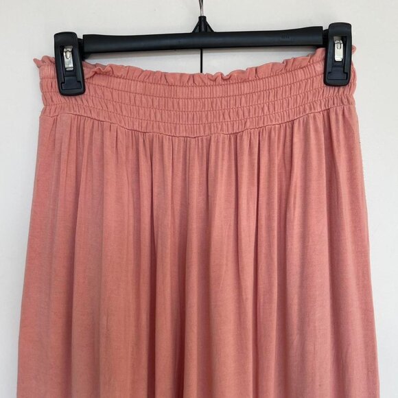 Blush pink wide-leg elastic palazzo sweatpants smocked waist | Size S - Picture 6 of 7
